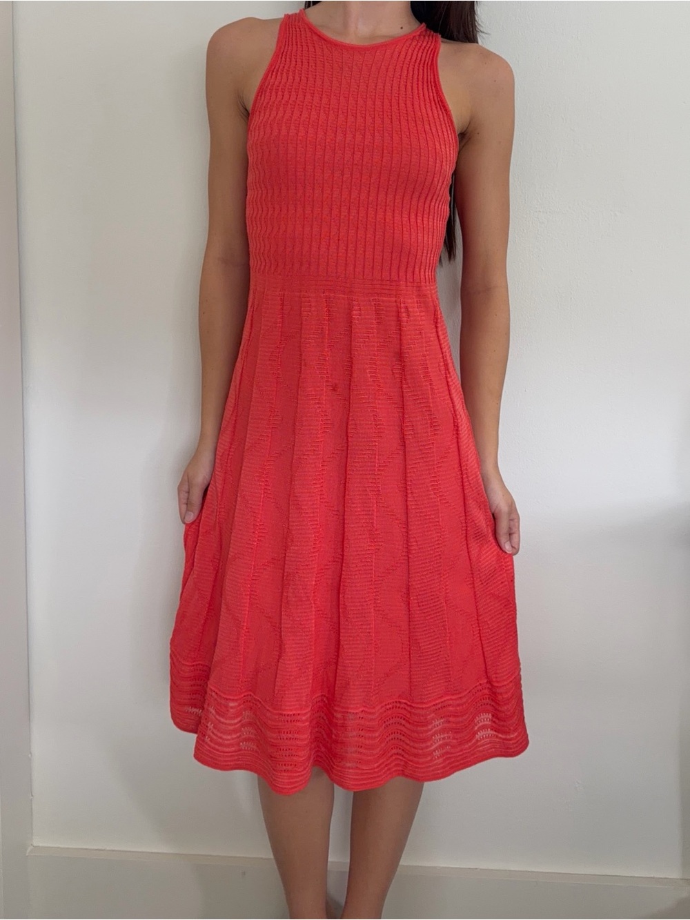 M Missoni Coral Red Knit Midi Dress – XS